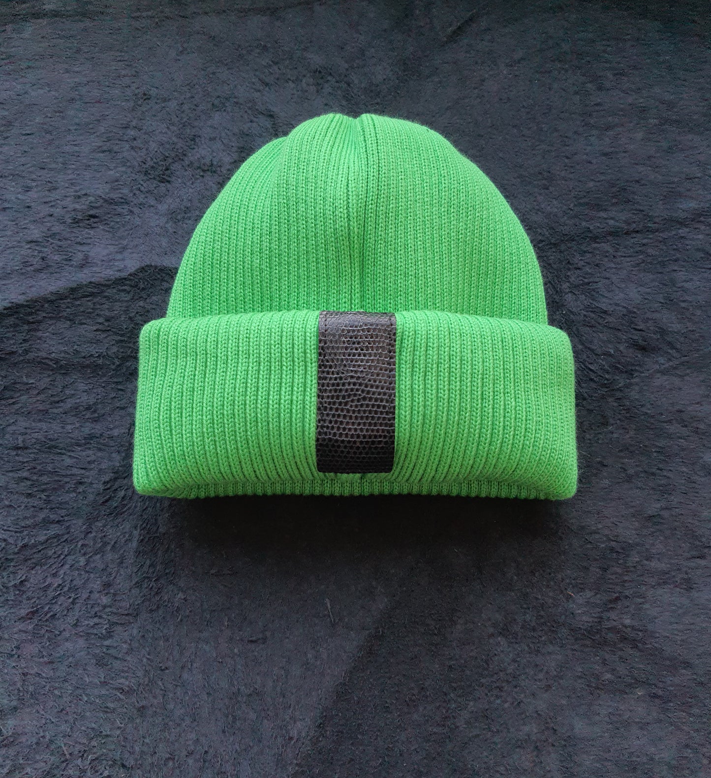 KLLRS ACRYLIC & BLACK IGUANA GENUINE LEATHER HAT