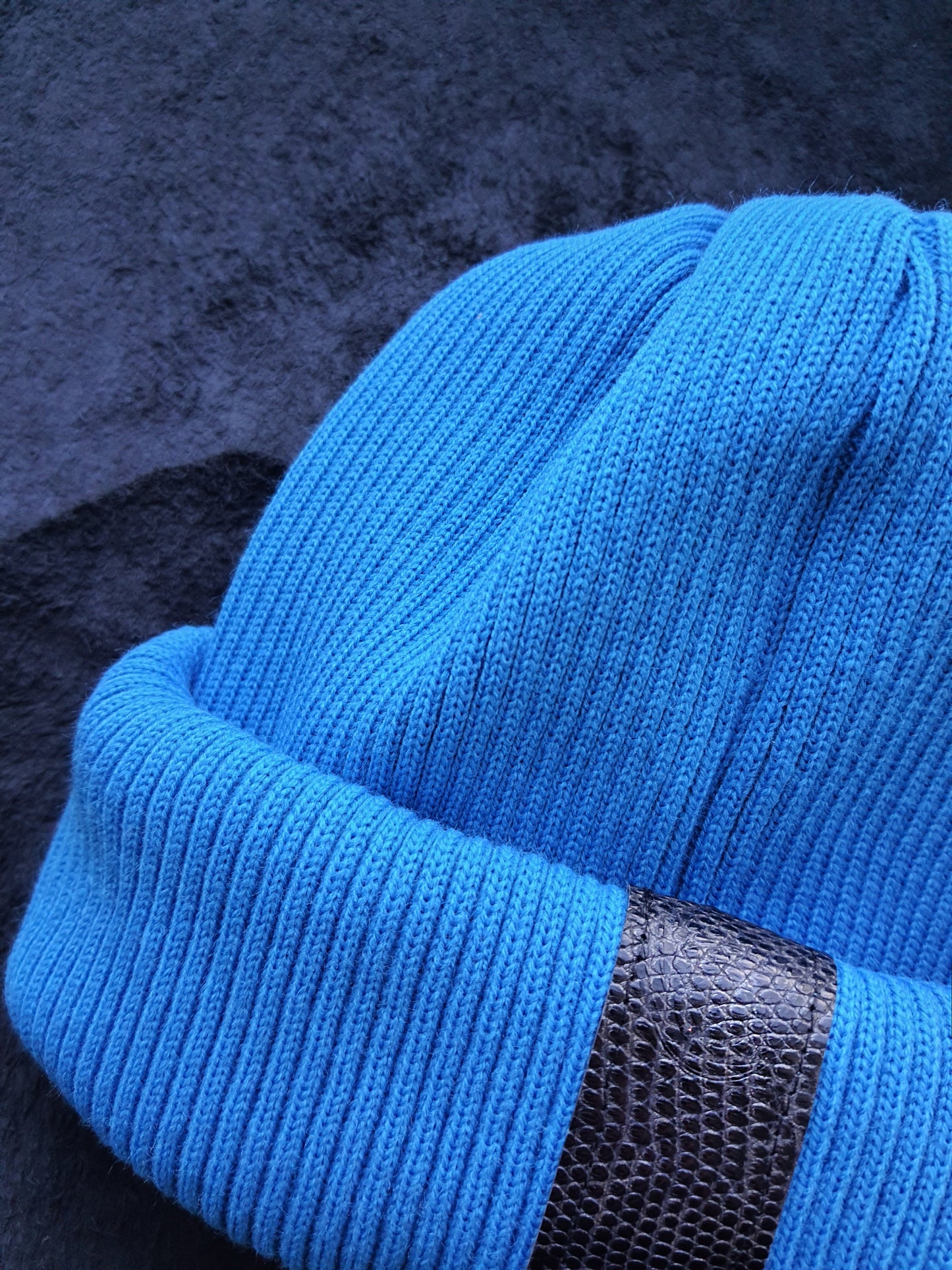 KLLRS ACRYLIC & BLACK IGUANA GENUINE LEATHER HAT